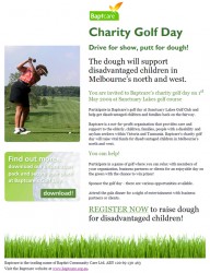 Landing page Landing page for Baptcare's Golf Day event